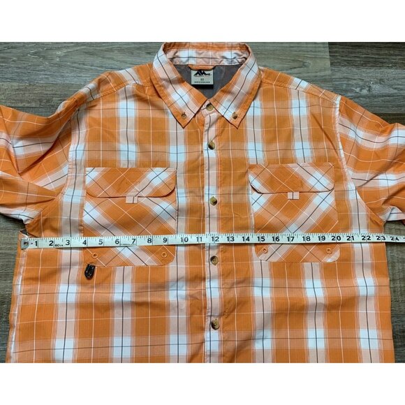 Mountain Club Mens Orange Plaid Long Sleeve Button-Down Shirt Vented Size Medium - Picture 8 of 13